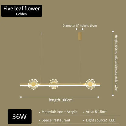 Elegant butterfly flower chandelier gold modern dining room light