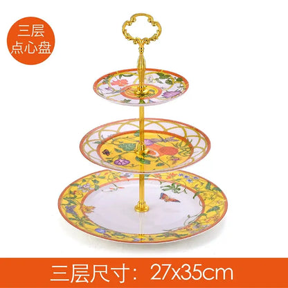 Elegant butterfly kitchen tableware set yellow porcelain floral design