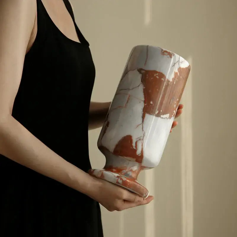 Elegant calacatta red marble vase living room ceramic decor