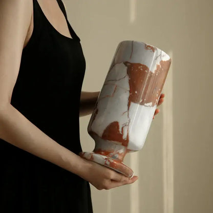 Elegant calacatta red marble vase living room ceramic decor