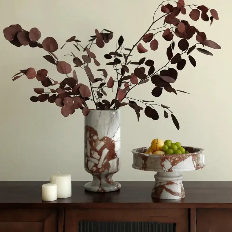 Elegant calacatta red marble vase living room ceramic decor