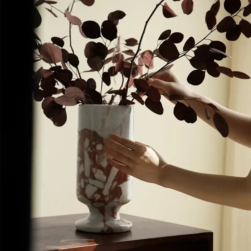 Elegant calacatta red marble vase living room ceramic decor