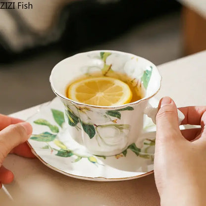 Elegant camellia porcelain cup and saucer – dining room floral tea set