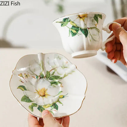 Elegant camellia porcelain cup and saucer – dining room floral tea set