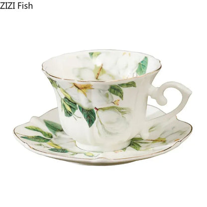 Elegant camellia porcelain cup and saucer – dining room floral tea set