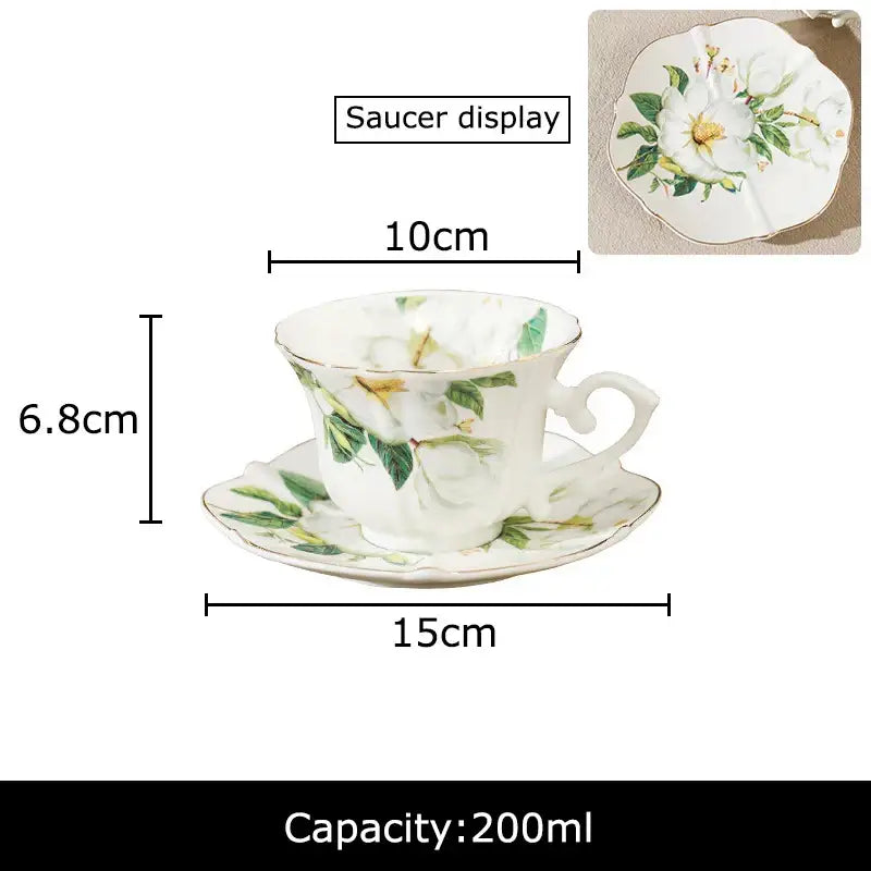 Elegant camellia porcelain cup and saucer – dining room floral tea set
