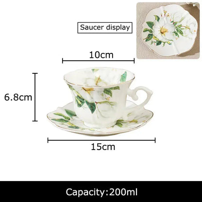 Elegant camellia porcelain cup and saucer – dining room floral tea set
