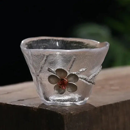 Elegant carved tin glass tea cup set dining room glassware