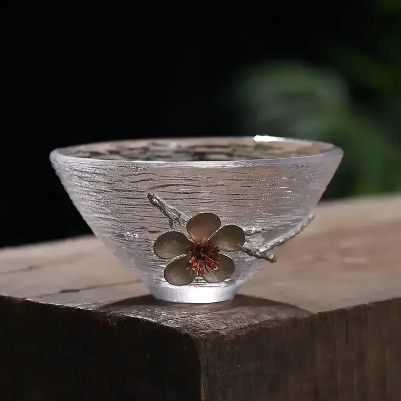Elegant carved tin glass tea cup set dining room glassware