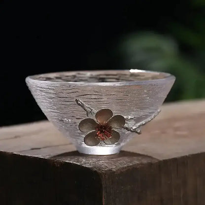 Elegant carved tin glass tea cup set dining room glassware