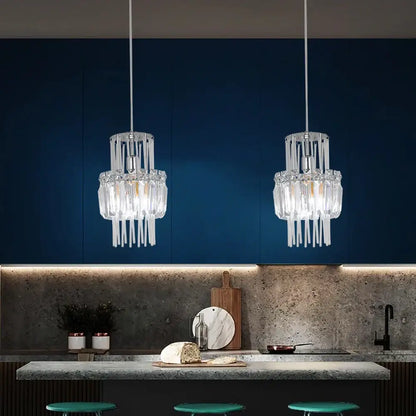 Elegant cascading crystal glass ceiling chandelier for dining room