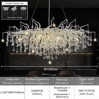 DecorBites™ Elegant Chrome Crystal Chandelier for Living Room