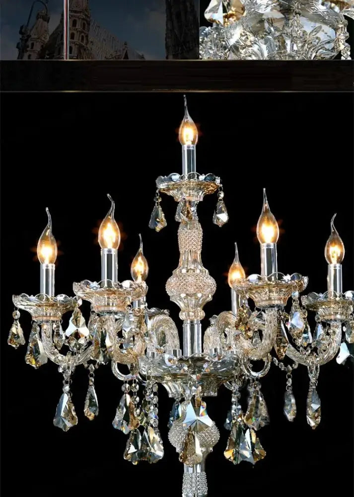 Elegant chrome crystal floor lamp for living room candle led style
