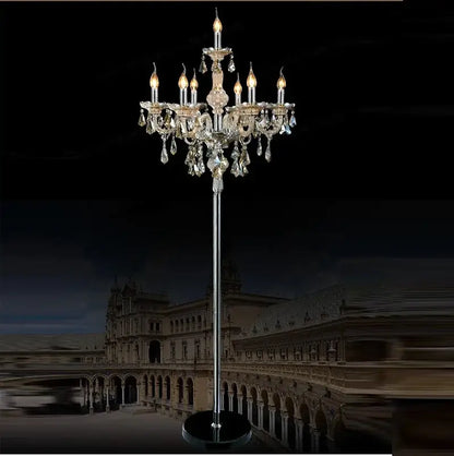 Elegant chrome crystal floor lamp for living room candle led style