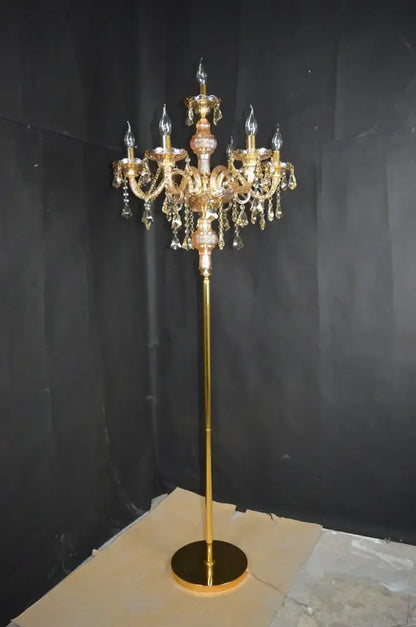 Elegant chrome crystal floor lamp for living room candle led style