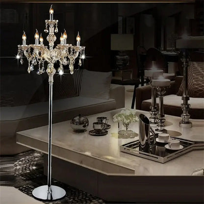 Elegant chrome crystal floor lamp for living room candle led style