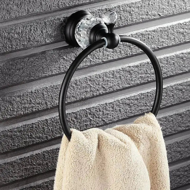 Elegant chrome crystal towel holder bathroom wall rack
