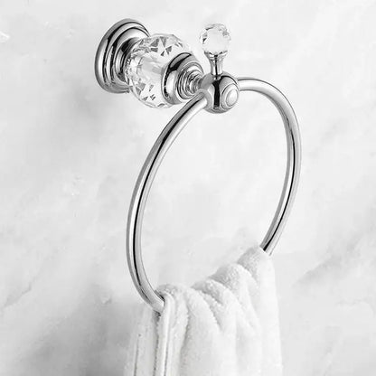 Elegant chrome crystal towel holder bathroom wall rack