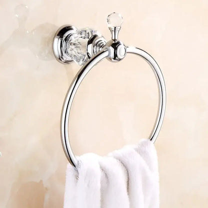 Elegant chrome crystal towel holder bathroom wall rack