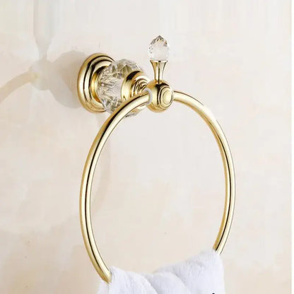Elegant chrome crystal towel holder bathroom wall rack