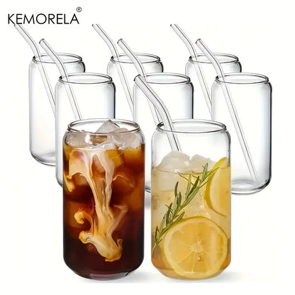Elegant clear glass bubble tea cup set with bamboo lid dining room
