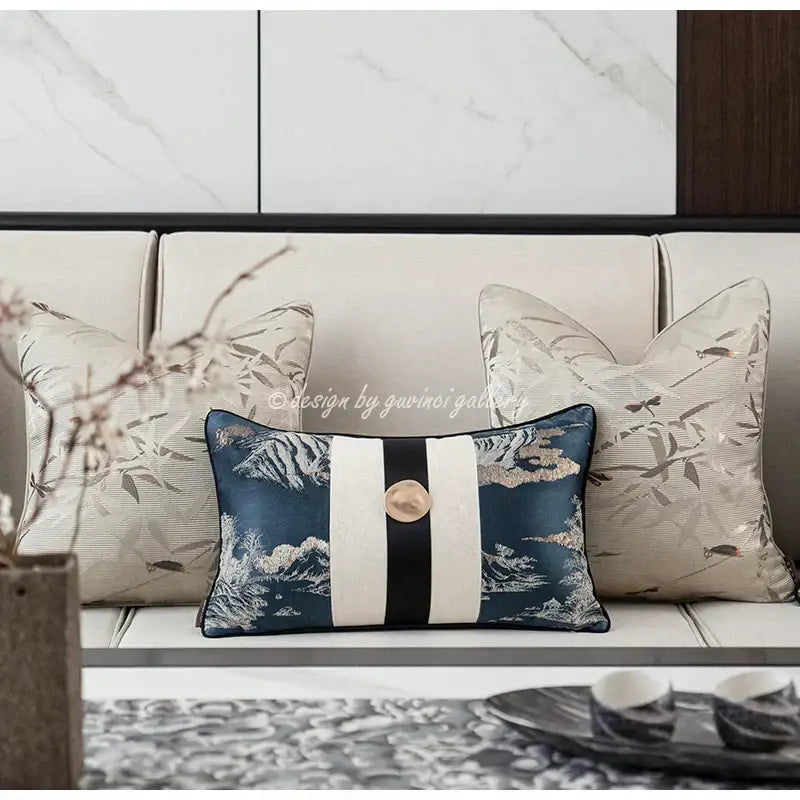Elegant cream dragonfly insects embroidery cushion cover living room