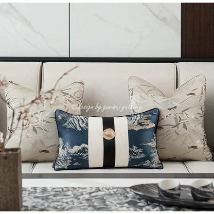 Elegant cream dragonfly insects embroidery cushion cover living room