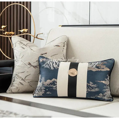 Elegant cream dragonfly insects embroidery cushion cover living room