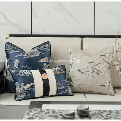 Elegant cream dragonfly insects embroidery cushion cover living room