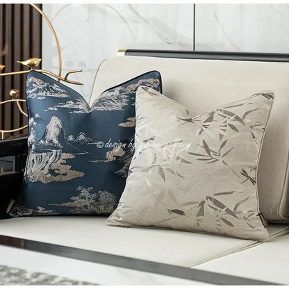 Elegant cream dragonfly insects embroidery cushion cover living room