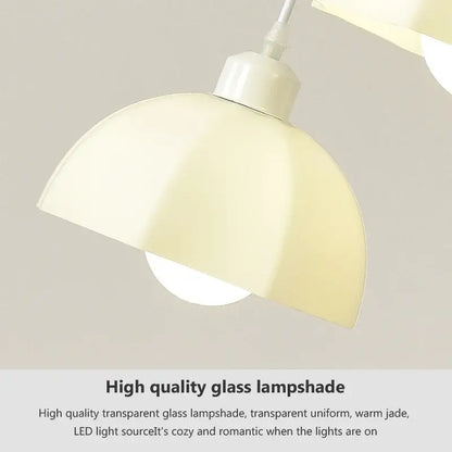 Elegant cream led chandelier 3 light dome pendant dining room