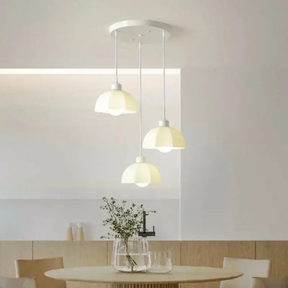 Elegant cream led chandelier 3 light dome pendant dining room