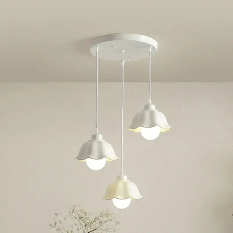 Elegant cream led chandelier 3 light dome pendant dining room
