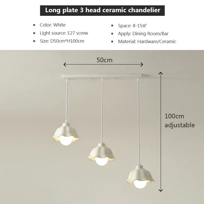 Elegant cream led chandelier 3 light dome pendant dining room