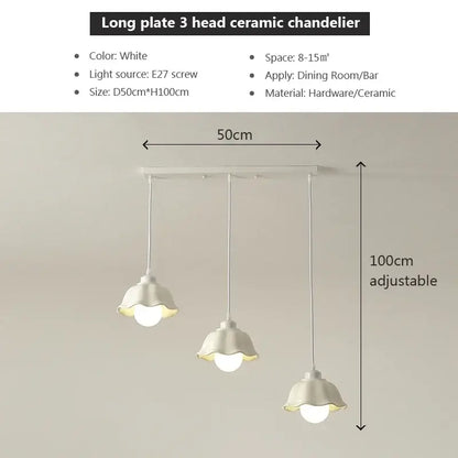 Elegant cream led chandelier 3 light dome pendant dining room