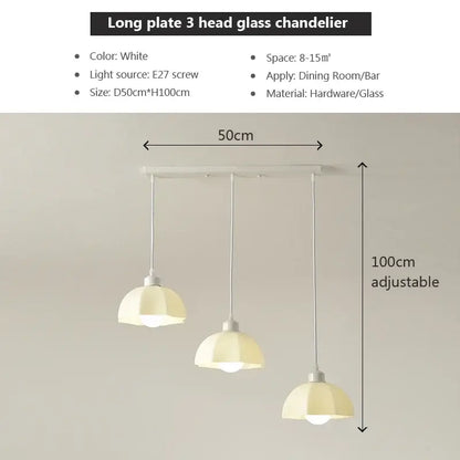 Elegant cream led chandelier 3 light dome pendant dining room