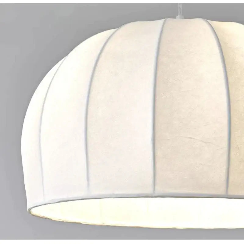 Elegant cream ribbed silk pendant light for dining room