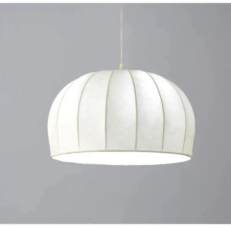 Elegant cream ribbed silk pendant light for dining room