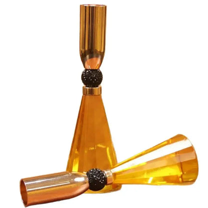 Elegant crystal and gold candle holder set dining room decor