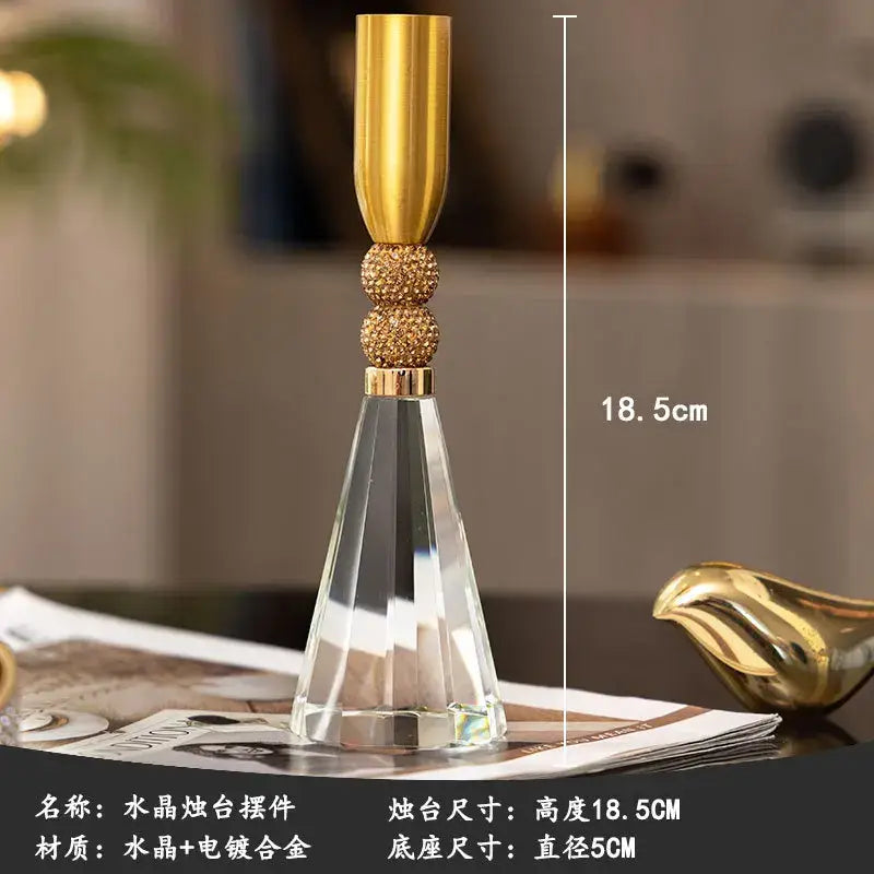Elegant crystal and gold candle holder set dining room decor