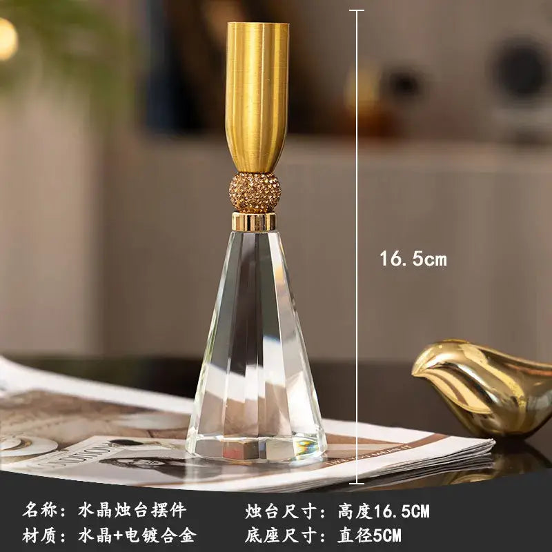 Elegant crystal and gold candle holder set dining room decor
