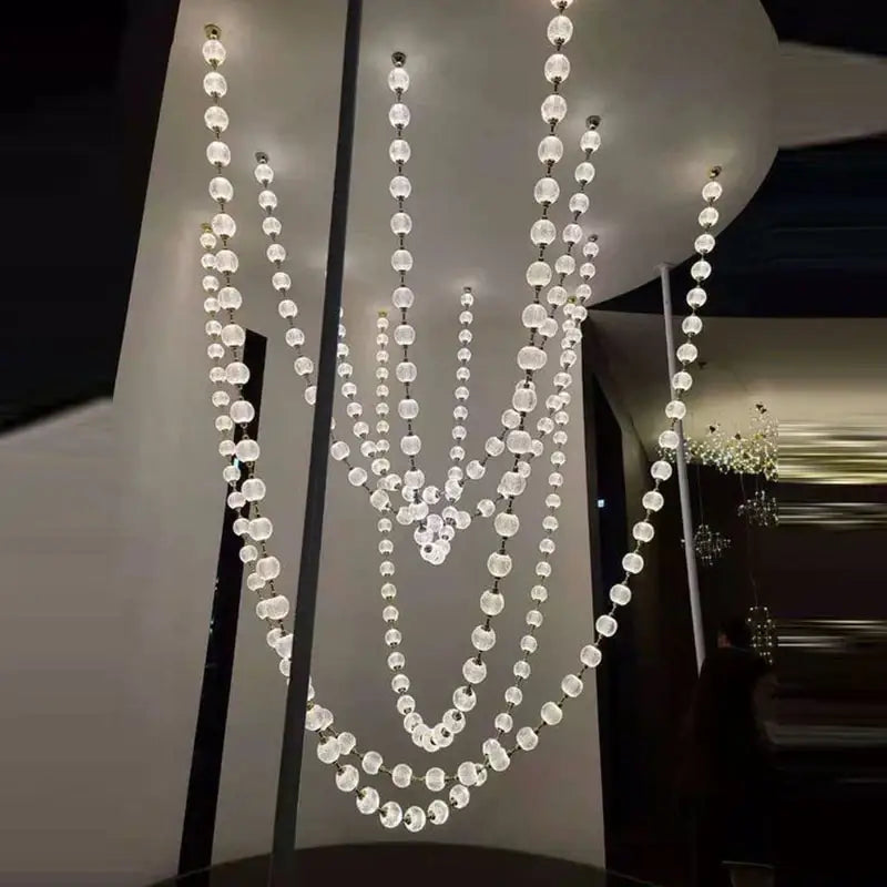 Elegant crystal and gold pendant lights staircase chandelier