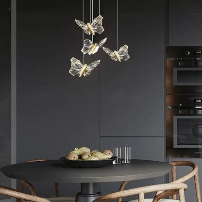 Elegant crystal butterfly pendant lamp – bedroom luxury lighting