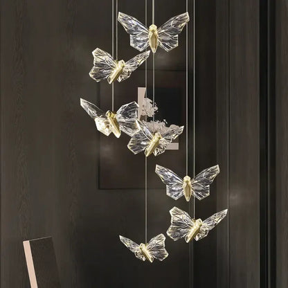 Elegant crystal butterfly pendant lamp – bedroom luxury lighting