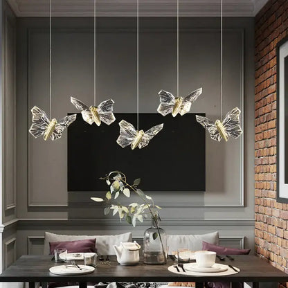 Elegant crystal butterfly pendant lamp – bedroom luxury lighting