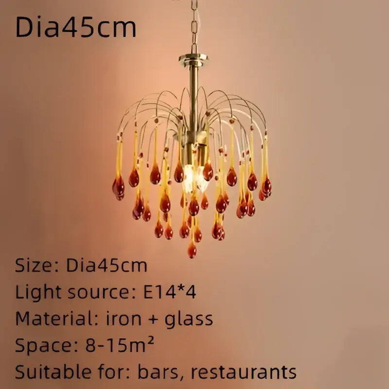 Elegant crystal ceiling chandelier amber & clear dining room