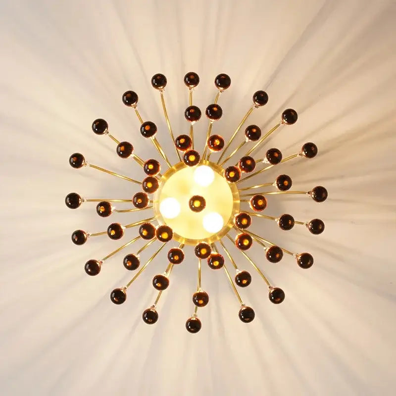 Elegant crystal ceiling chandelier amber & clear dining room