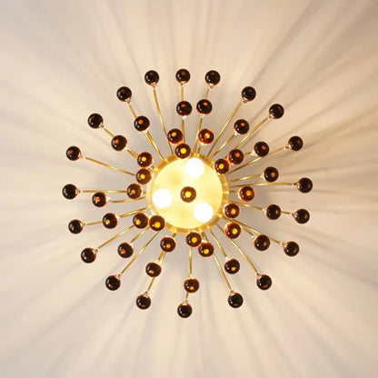 Elegant crystal ceiling chandelier amber & clear dining room