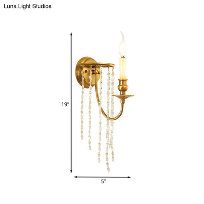 Elegant crystal chain gold wall sconce living room light fixture