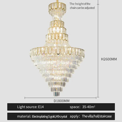 Elegant crystal chandelier gold living room cascading glass light